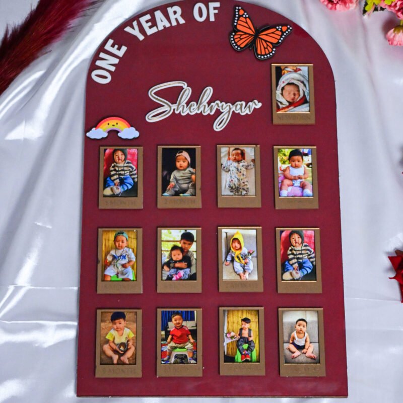 Arch Baby Photo Board Ice Blue,Maroon,Beige